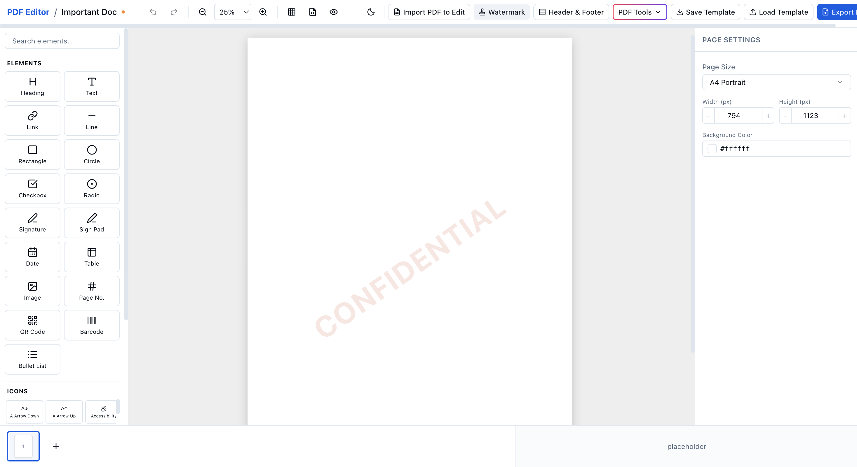 EdiPDF create PDF interface