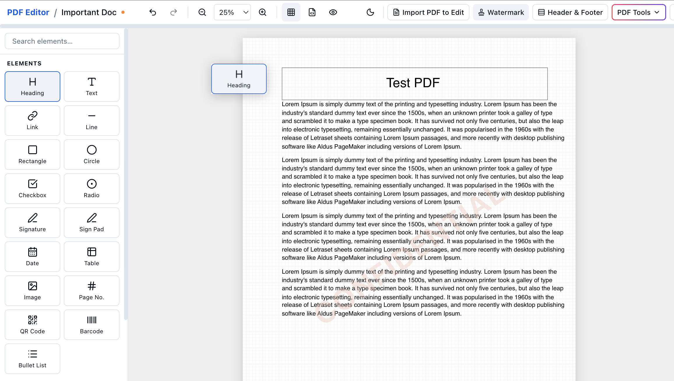 EdiPDF edit PDF interface