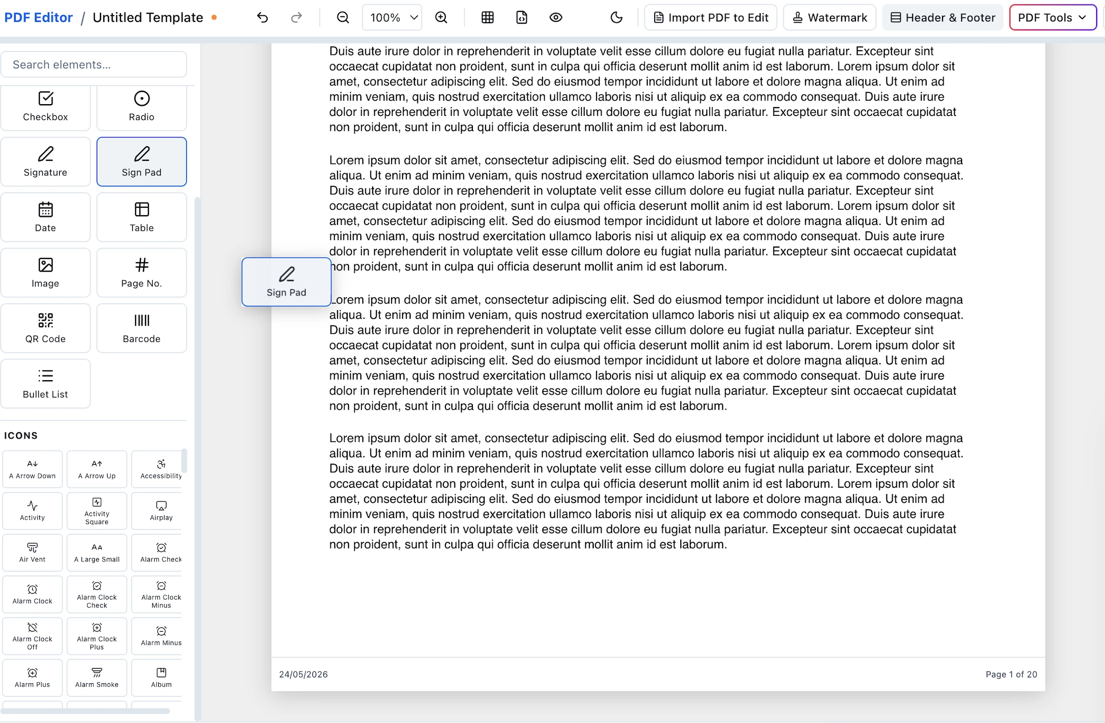 Placing a signature on a PDF in EdiPDF